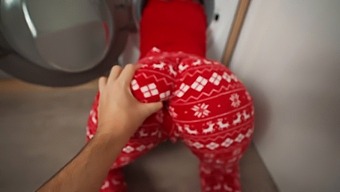 Blonde Milf'S Christmas Surprise Leads To Entrapment In Washer