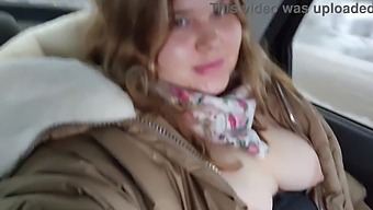 Cute Chubby Girl With Big Tits Enjoys Solo Play In The Backseat