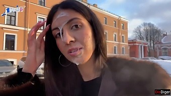 Stunning Woman Parades With Semen On Her Face In The Open, Courtesy Of A Kind Samaritan - Public Humiliation