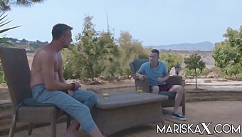 Mariska'S Outdoor Adventure With Two Men And Their Penises