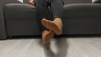Monika Nylon'S Evening Relaxation In Nylon Socks And Pantyhose