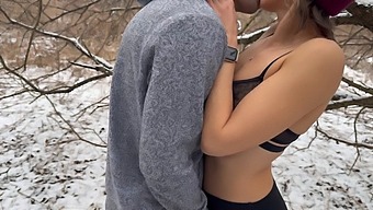 Wife Enjoys Snowy Outdoor Threesome With Husband And Friend