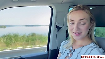 Blonde Bombshell Oxana Takes A Ride To Car Sex Session
