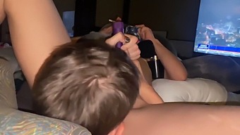 Wild Purple-Haired Caregiver Joins Bi Couple For Toy Play