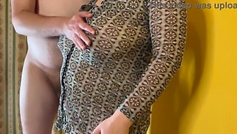My Wife With Big Breasts And Shaved Pussy Cheats On Me And Lets Me Cum Inside Her - Viewed From The Side