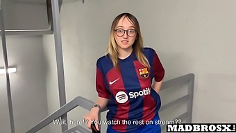 White Amateur Gets Doggy Style Fucked In The Stadium Corridors